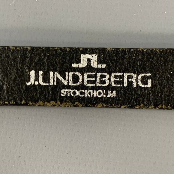 J.LINDEBERG Size 30 Black Silver Logo Leather Leather Belt - Picture 8 of 9